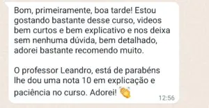 Avaliação nota 10 de aluno no curso de ar condicionado online — aulas práticas e didática do professor Leandro